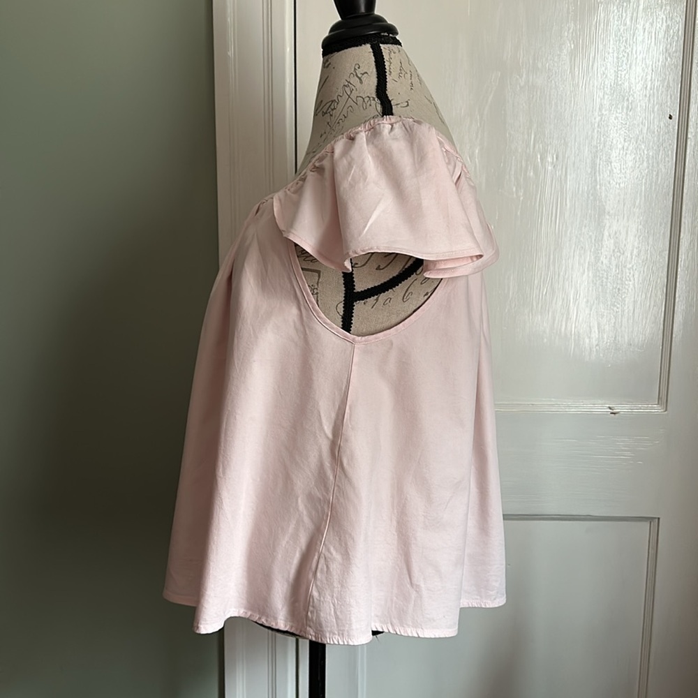 SINCERELY JULES Carmen Flutter Sleeve Pink Off Shoulder Blouse - Picture 8 of 15
